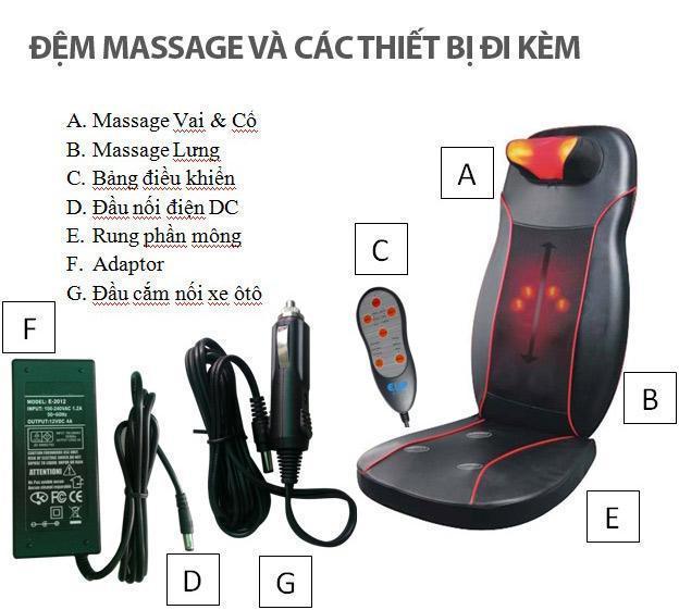 Đệm massage toàn thân chính hãng Nhật Bản, máy mát xa lưng hồng ngoại