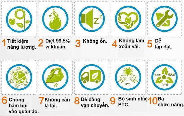 Tủ sấy quần áo Pusan khung nhiều chức năng