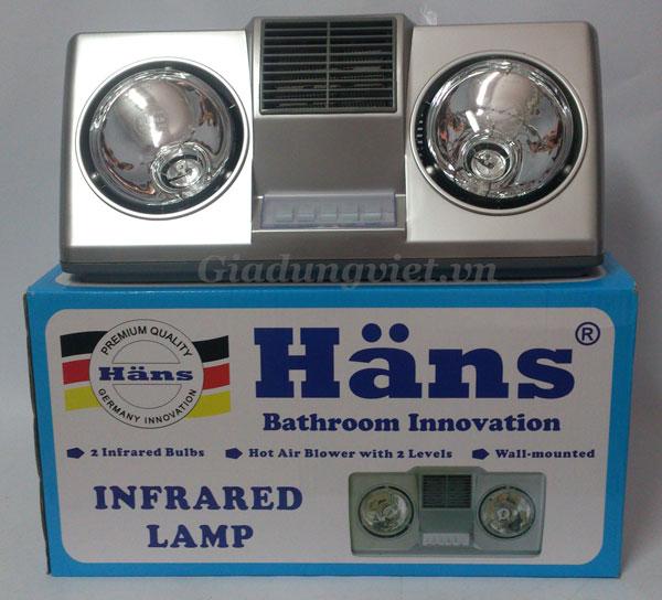 Đèn sưởi ấm nhà tắm Hans 2 bóng H2B-HW vỏ hộp