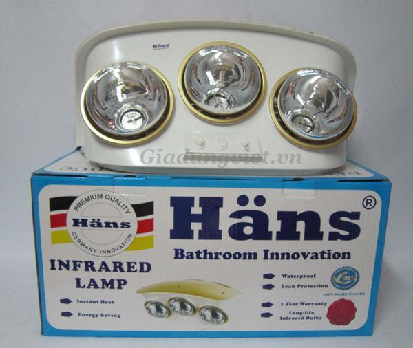 Đèn sưởi nhà tắm Hans 3 bóng H3B110 vỏ hộp