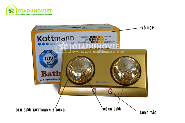 Cấu tạo của đèn sưởi nhà tắm Kottmann K2B-Y