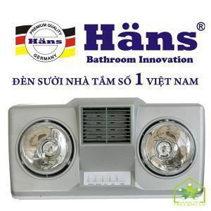 Đèn sưởi ấm nhà tắm Hans 2 bóng H2B-HW hiện đại