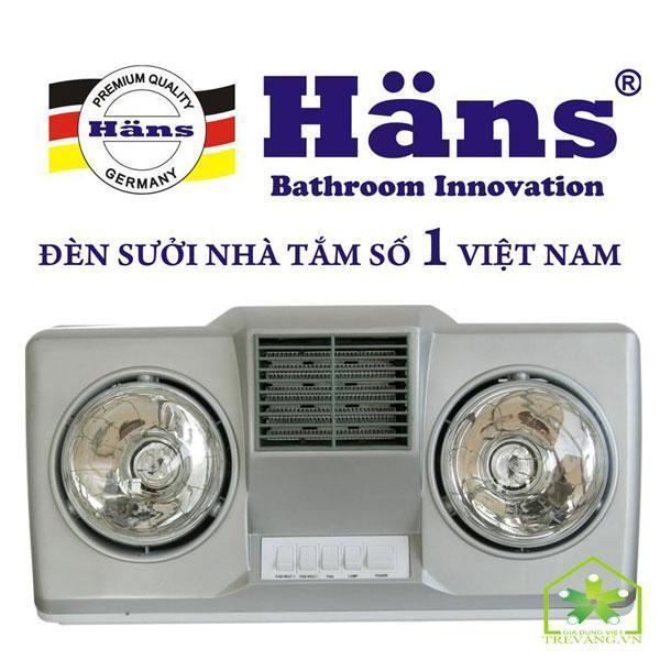 Đèn sưởi ấm nhà tắm Hans 2 bóng H2B-HW hiện đại