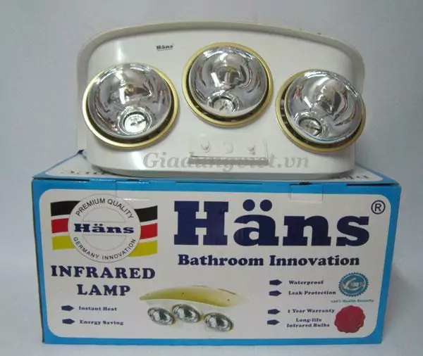 Đèn sưởi nhà tắm Hans 3 bóng H3B110 vỏ hộp
