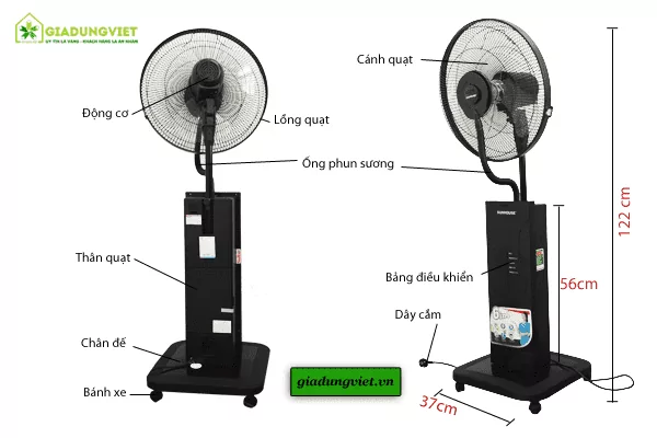 Quạt hơi nước Sunhouse SHD7802 chi tiết