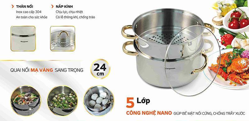 Nồi hấp Kangaroo KG872 cao cấp