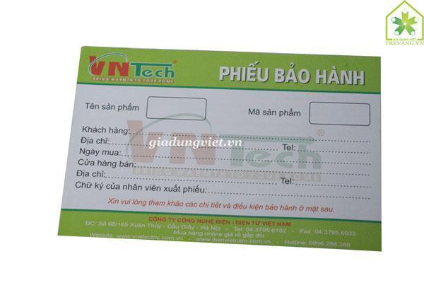 Phiếu bảo hành hãng Vntech