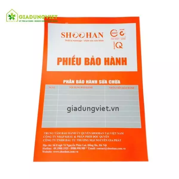 Quạt hơi nước Shoohan SH03 phiếu bảo hành