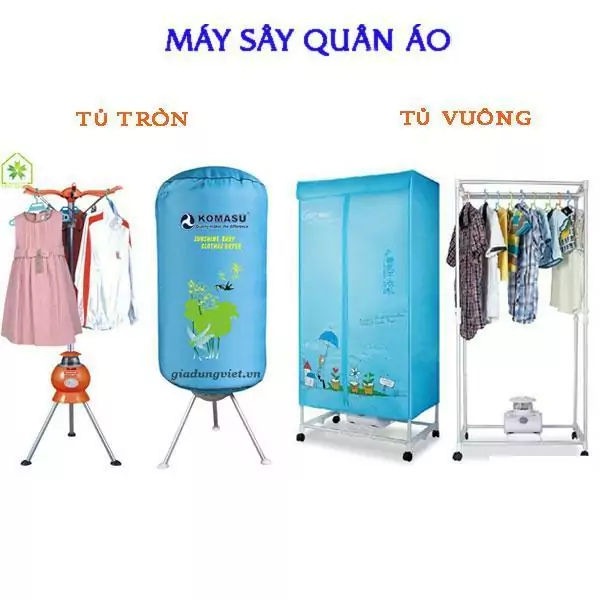 Máy sấy quần áo tủ vuông tủ tròn