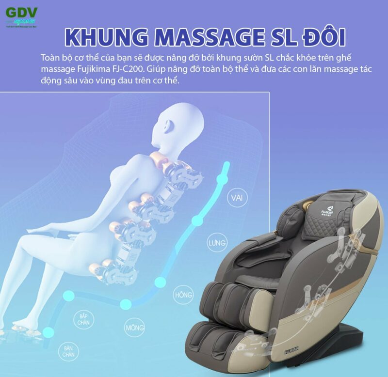 Ghế massage Fujikima FJ C200 khung massage SL đôi