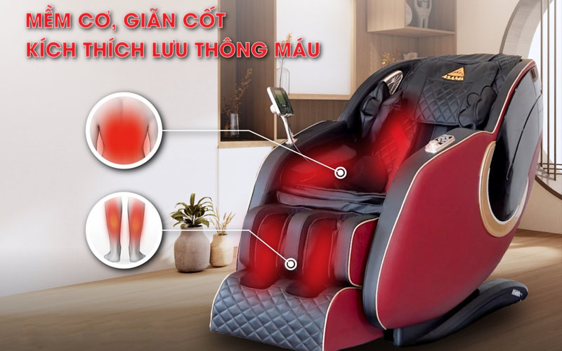 Nhiệt hồng ngoại ghế massage toàn thân giúp mềm cơ, giãn cốt, kích thích lưu thông máu