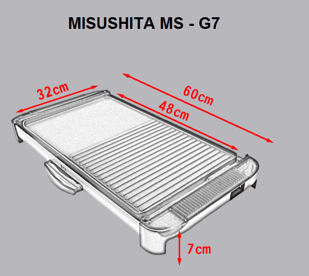 Bếp nướng điện không khói Misushita MS-G7 kích thước