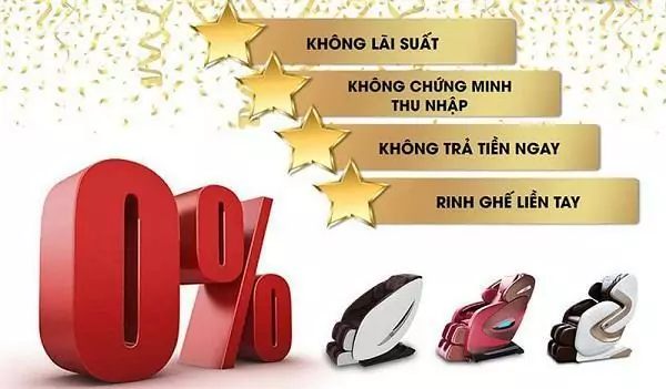 Mua ghế mat xa chính hãng trả góp, lãi suất 0%